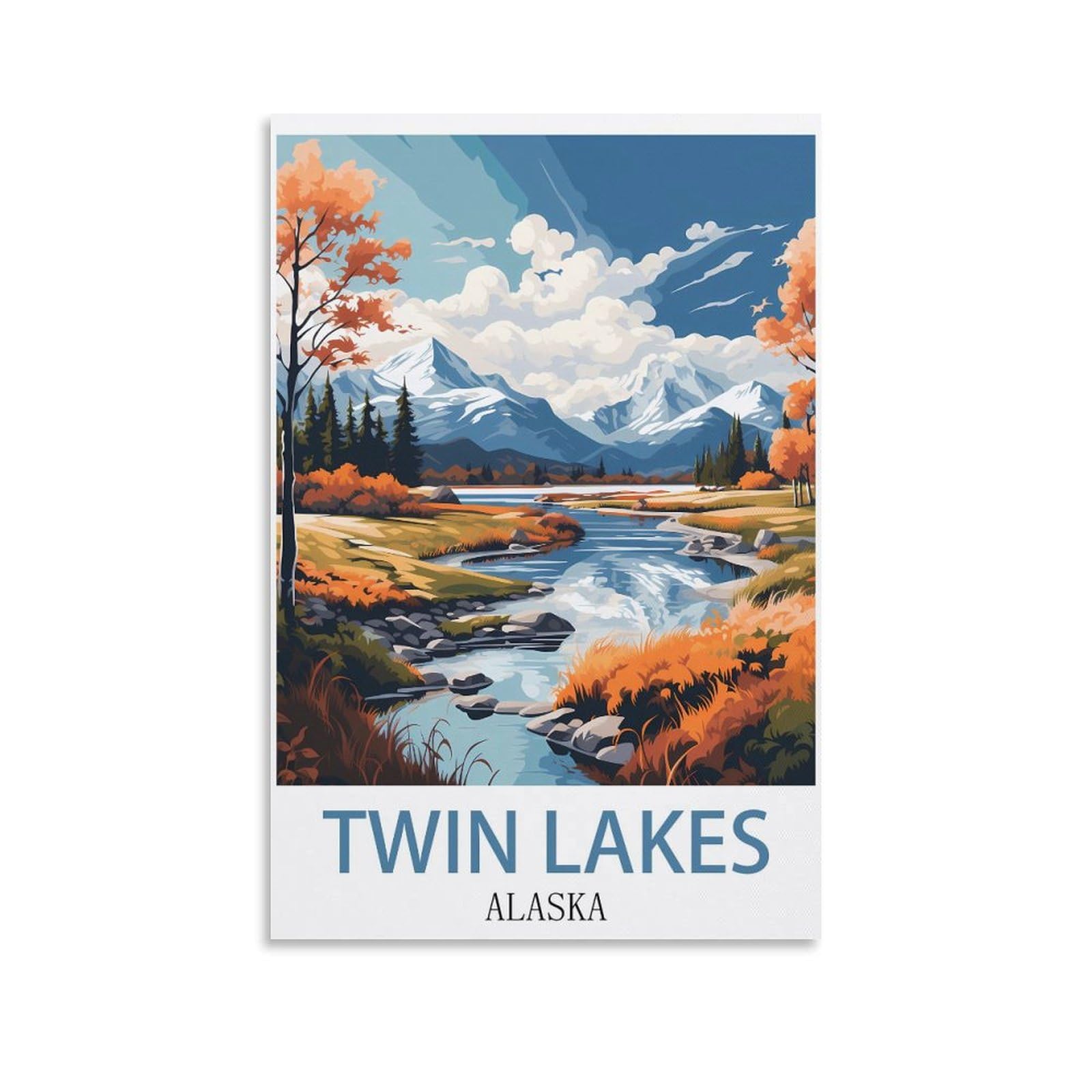 EZMLFA 5D Diamond Art Kits for Beginner,Twin Lakes Alaska Kits for Adults and Kids, Full Drill Round Rhinestone Paint with Diamonds,DIY 5D Diamond Art 50x60cm