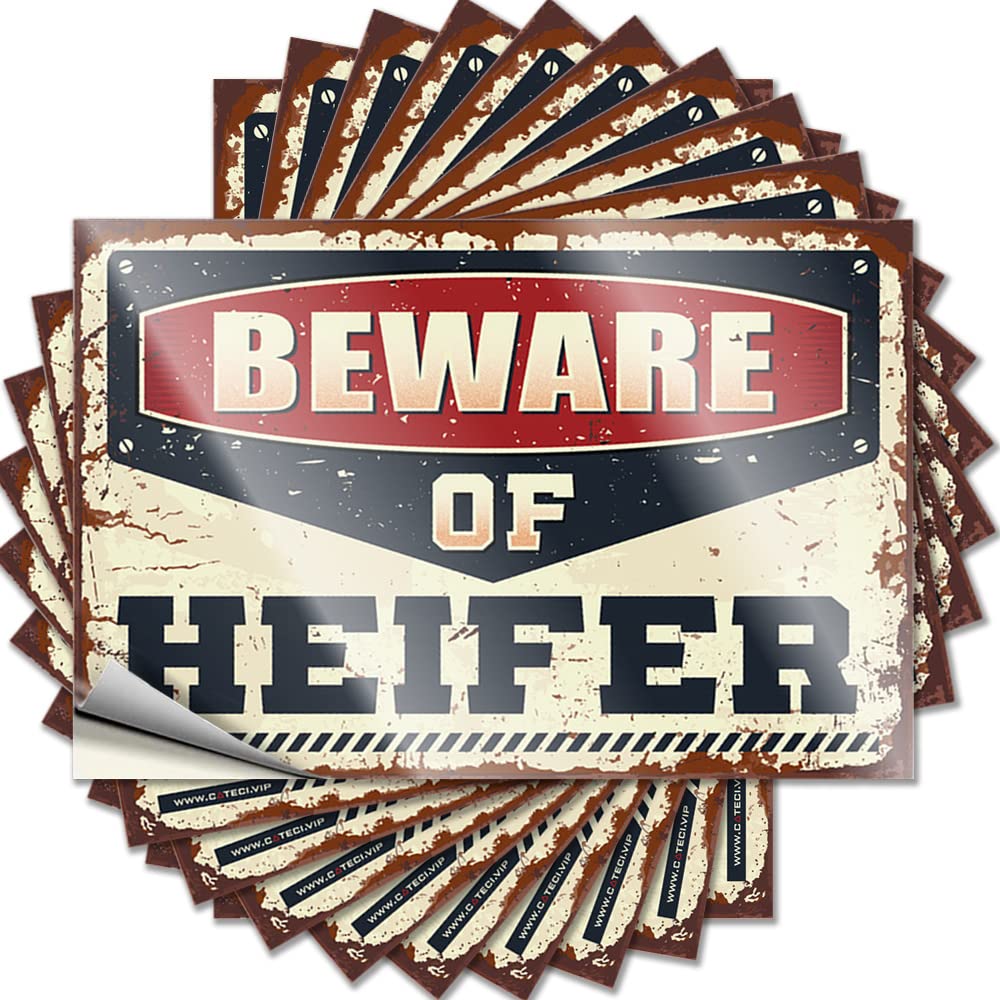 Cute, Stickers Funny Bumper Quote Stickers, Summer No Residue Decals for Luggage | Winter Party Favor Custom Beware of Heifer(6X9CM)