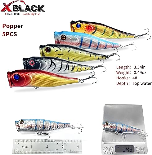Miniatura 4 de Hard Fishing Lures Set Minnow Popper Jointed VIB Shrimp Frogs CrankBaits for Beginner Starter, XBLACK Baits, Catch Big Fish!