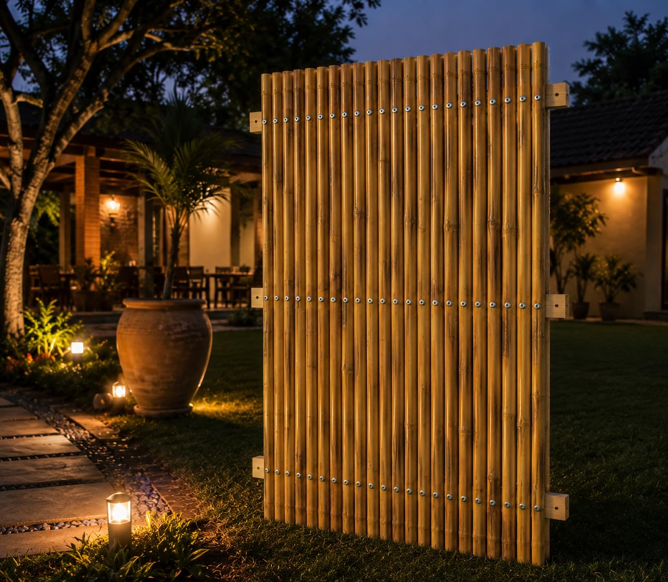 Decorative Garden Fence 20by96 Inch 2 Pack No Dig Fence Animal Barrier for Dog, Arched Flower Bed Edging, Wire Border Panel Fencing for Yard Patio Outdoor Décor Bamboo-image-24