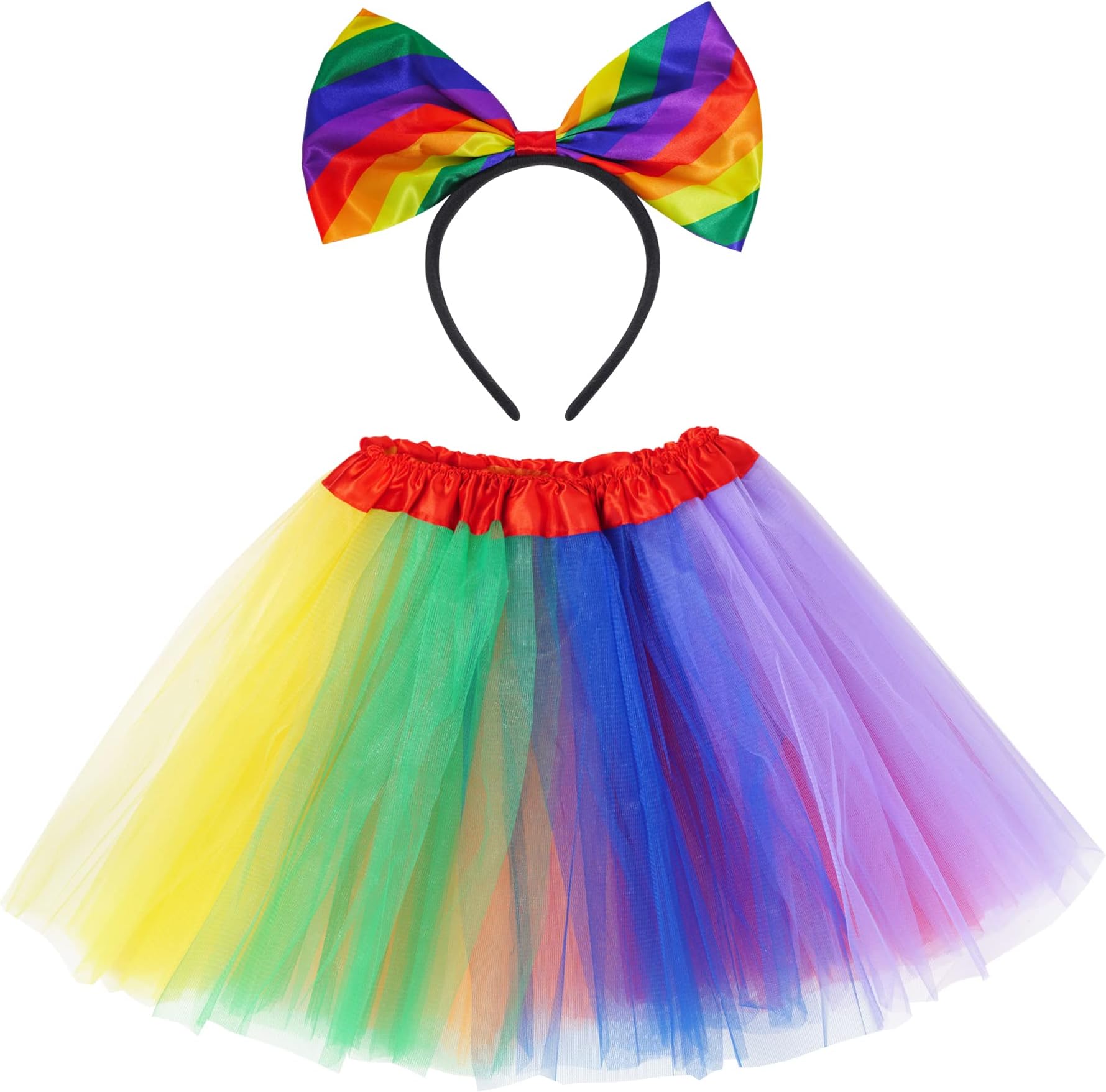 obmwangPride Rainbow Headband Gay Pride Headband Festival Costumes Hair Accessories with Rainbow Tutu Skirt for Women Girls LGBT Gay Holiday Party, Color B