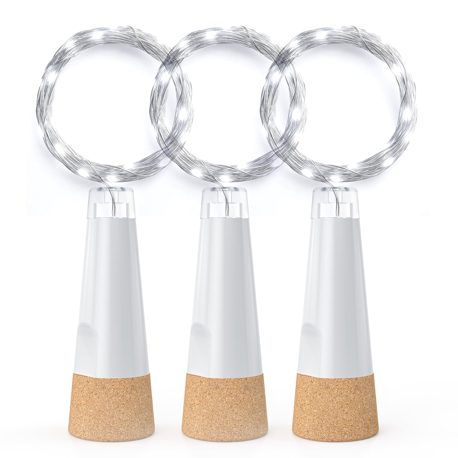 KOBWA Flaschenlichter mit Korken, USB wiederaufladbares Weinflaschenlicht, batteriebetriebene Gläser, Lichterkette, 2025 verbesserte Lichterkette für Weihnachtsdekorationen