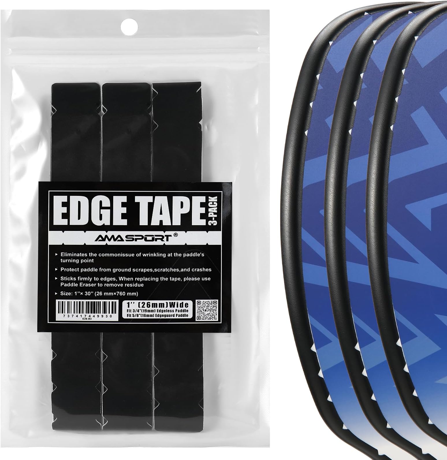 Pickleball Paddle Protection Tape - Paddle Head Edge Guard - Racket Edge Protection Tape -Fit Perfectly Curved Edge -No Wrinkling