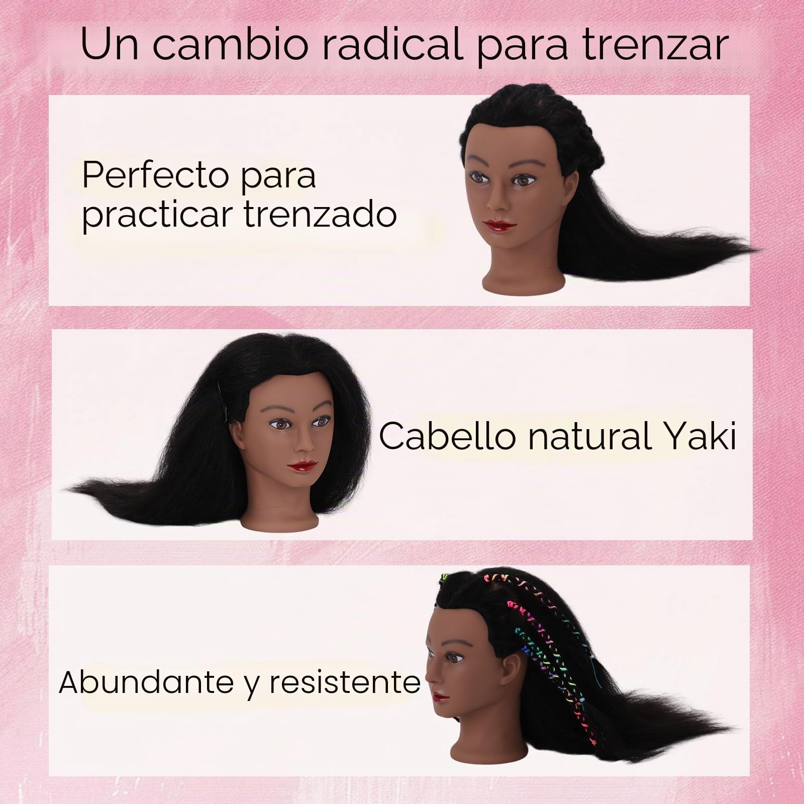 DiazySight - Cabeza de maniquí afro negra 100% cabello humano real, muñeca de cabeza recta de 18 pulgadas para que las niñas practiquen, cabeza de peinado y kit de práctica para entrenamiento de