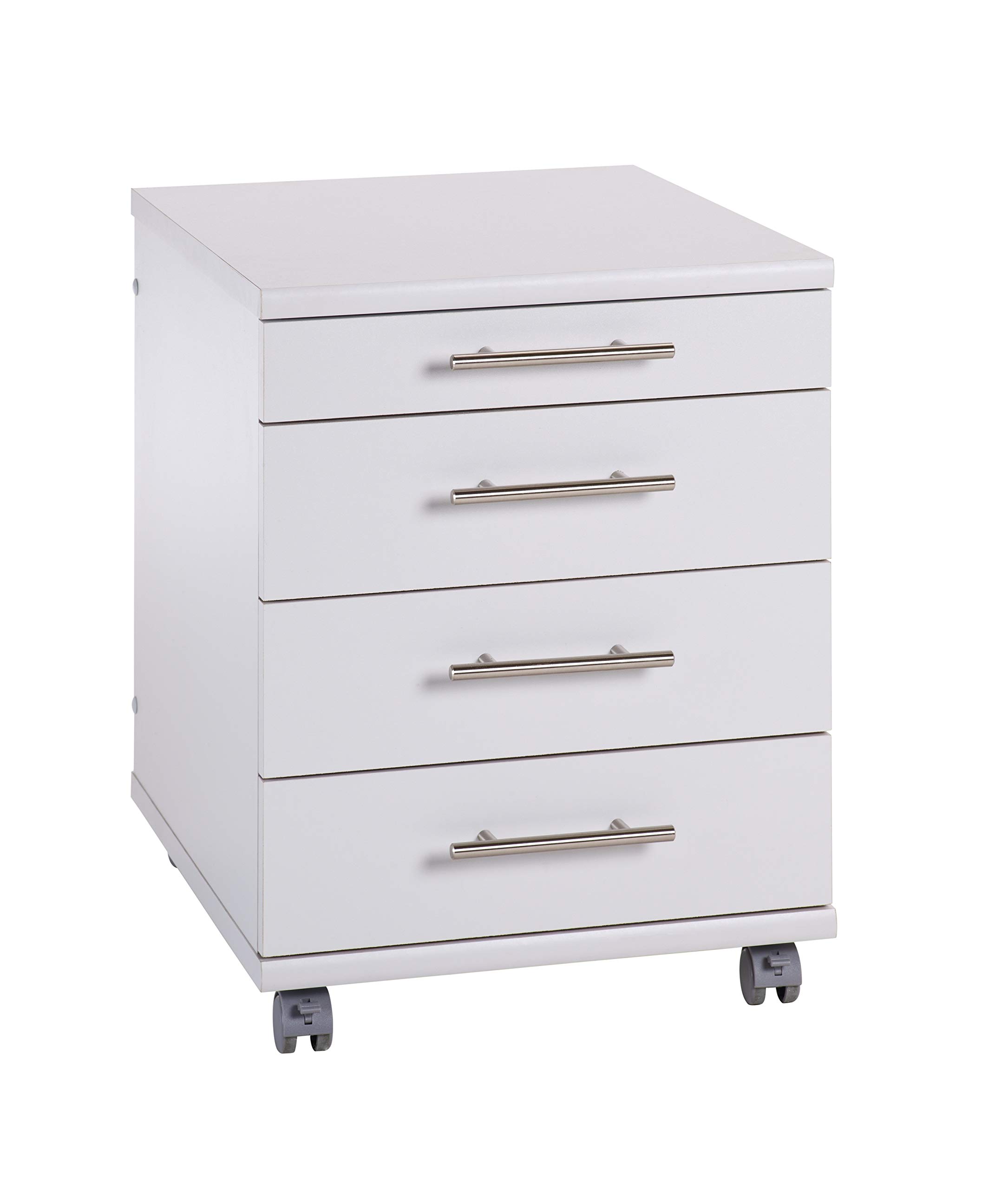 Möbelpartner Till - Cassettiera da ufficio, in legno, grigio chiaro, circa 41,6 x 50,0 x 53,4/56,9 cm