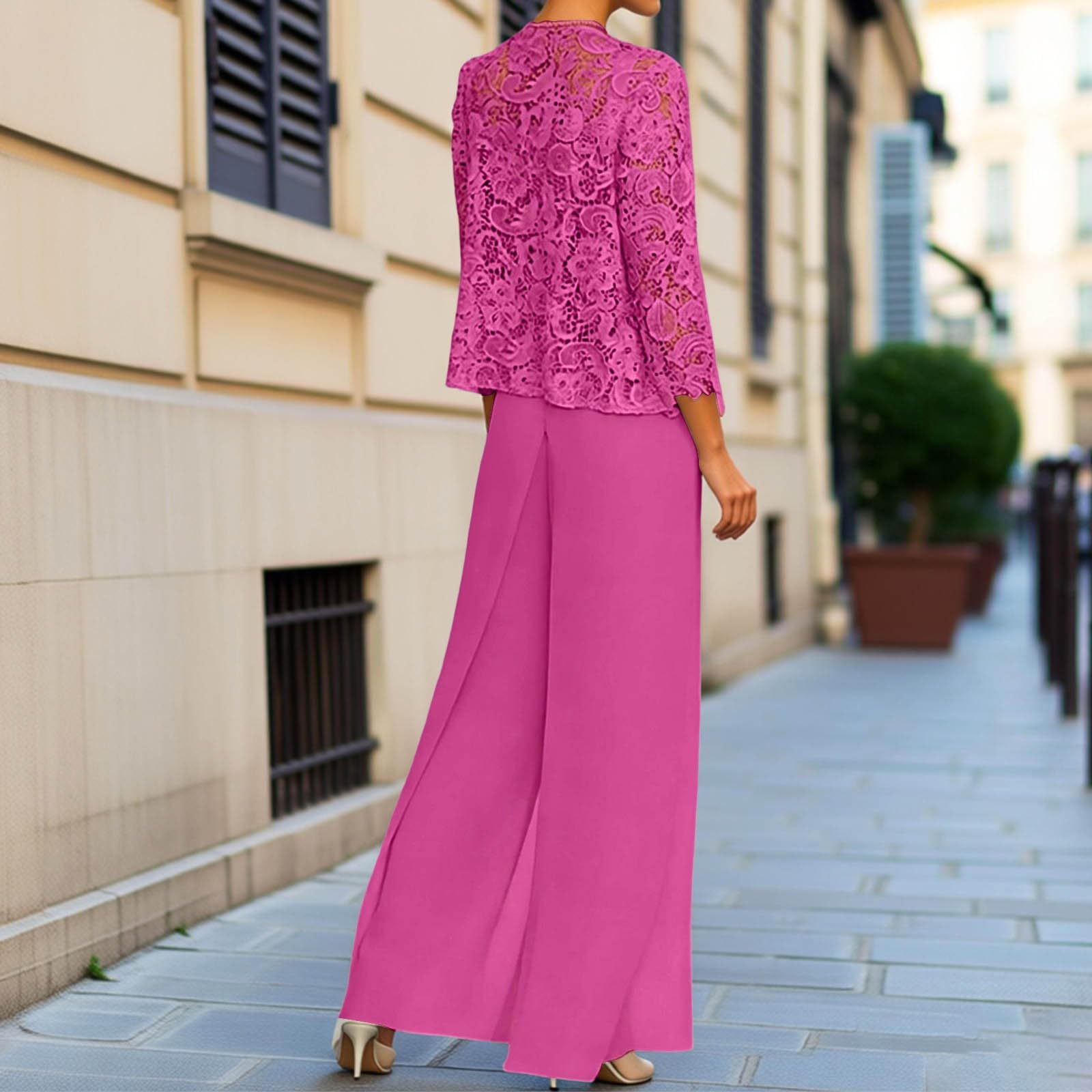 Elegante cardigan in pizzo Abito da sera a tre pezzi per elegante chiffon trasparente della sposa con design a strati e sofisticato