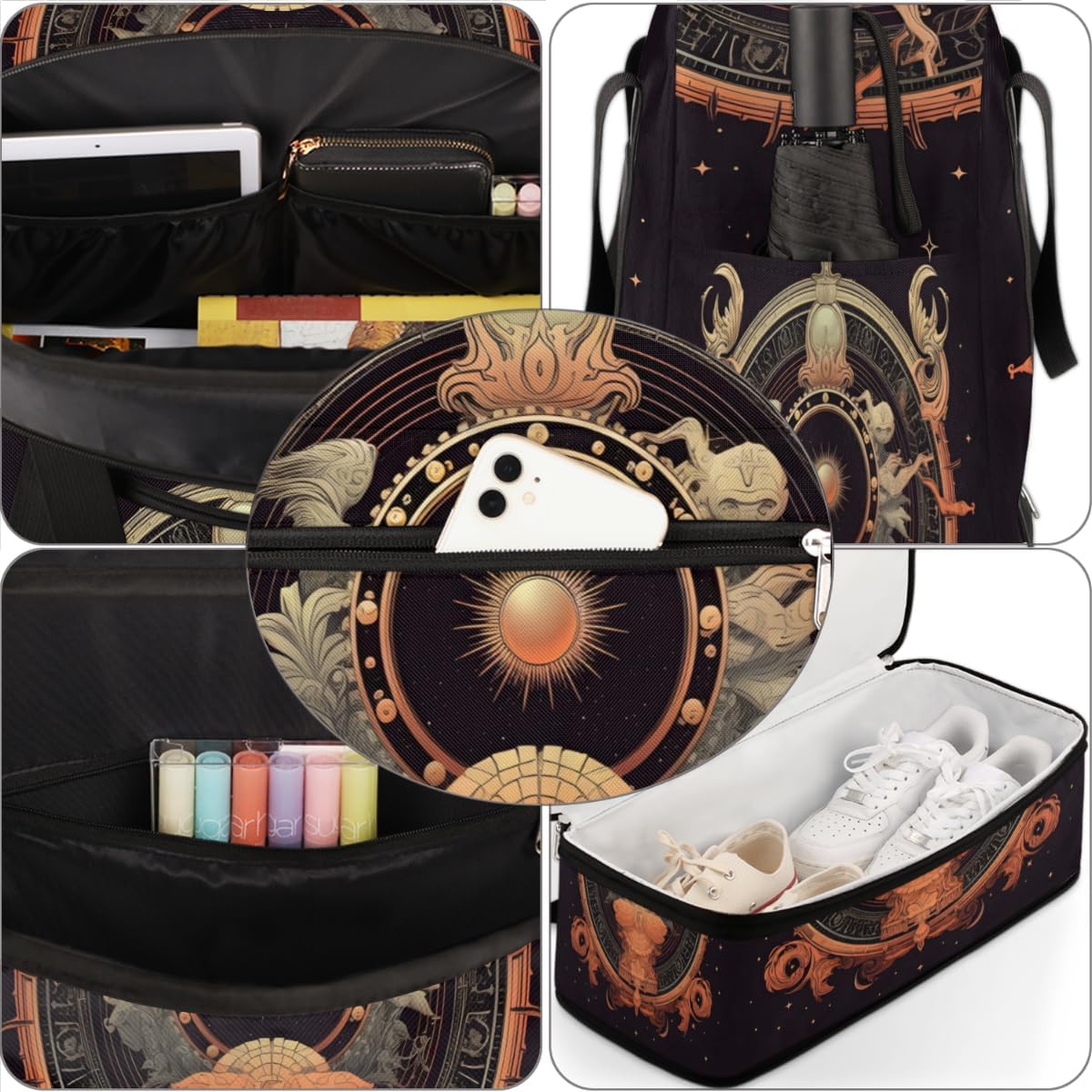 QsirBC African Interesting Gym Bag for Women Duffle Tote with Shoes Compartment Men Weekender Duffel for Dance Travel Sports Swimming Overnight