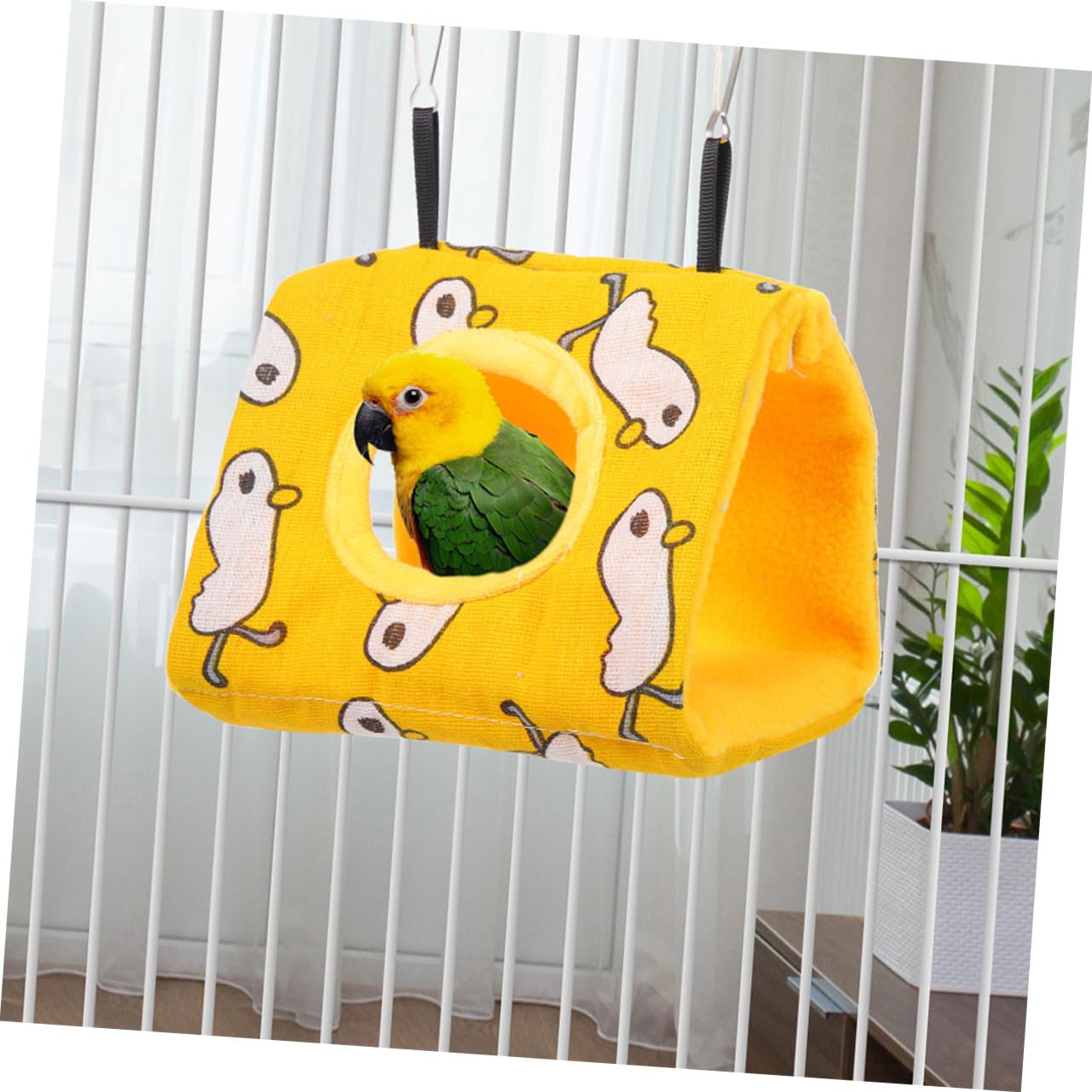 Générique Houten Vogelbed - Schommel voor Papegaai | Hangmat en zitstok met lade voor parkieten | Conures, valkparkieten, tortelduifjes, kleine tot middelgrote kooivogels
