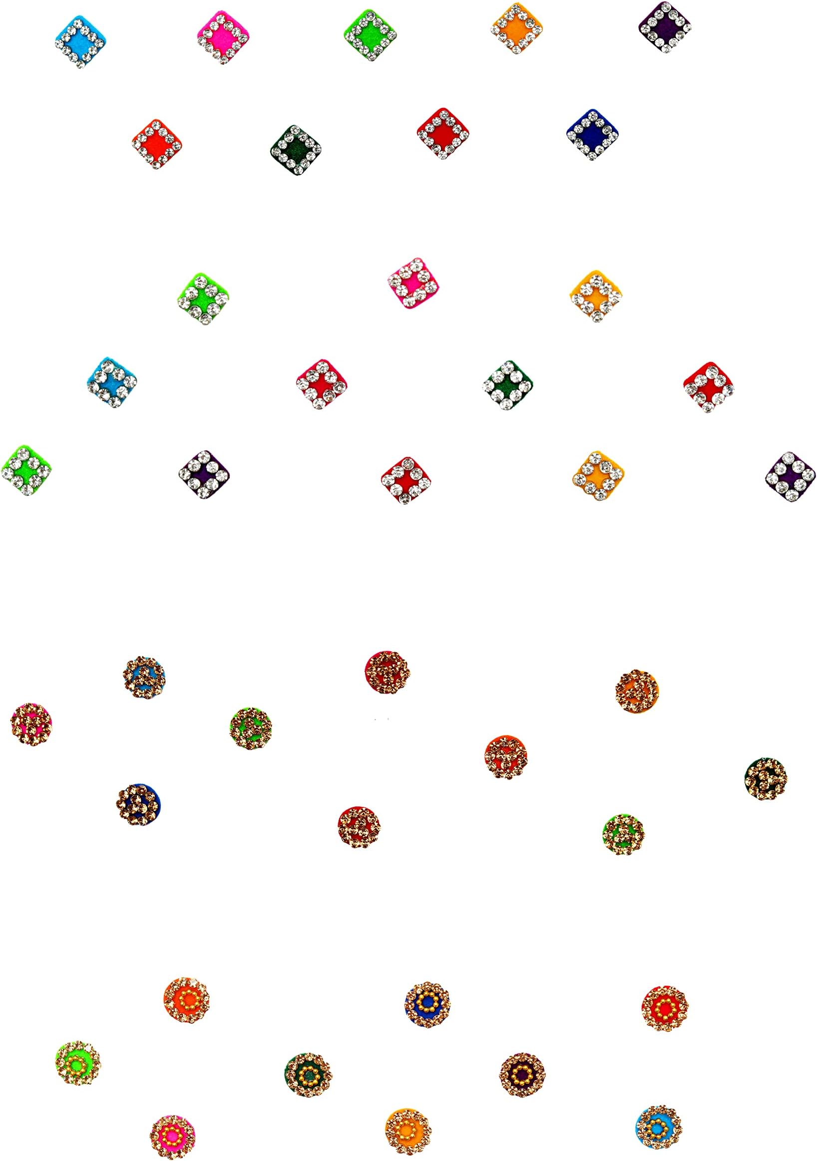 Aditri Creation Bindi Pack of 4 Crystal Indian Bindis for Forhead Designer Bindi face Jewel Forehead Tika Multicolored Stickers Round Stone Bindi for Women