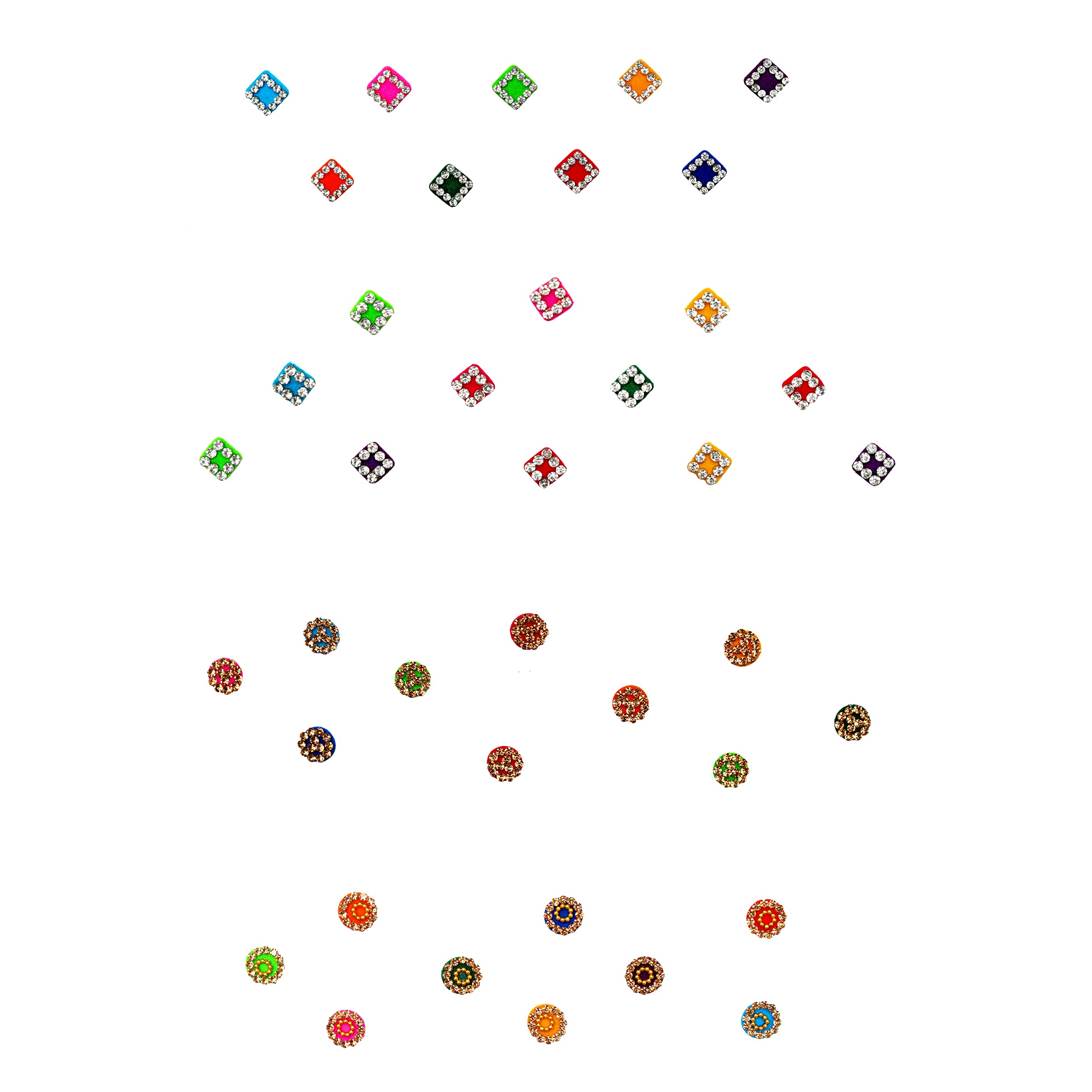 Aditri Creation Bindi Pack of 4 Crystal Indian Bindis for Forhead Designer Bindi face Jewel Forehead Tika Multicolored Stickers Round Stone Bindi for Women