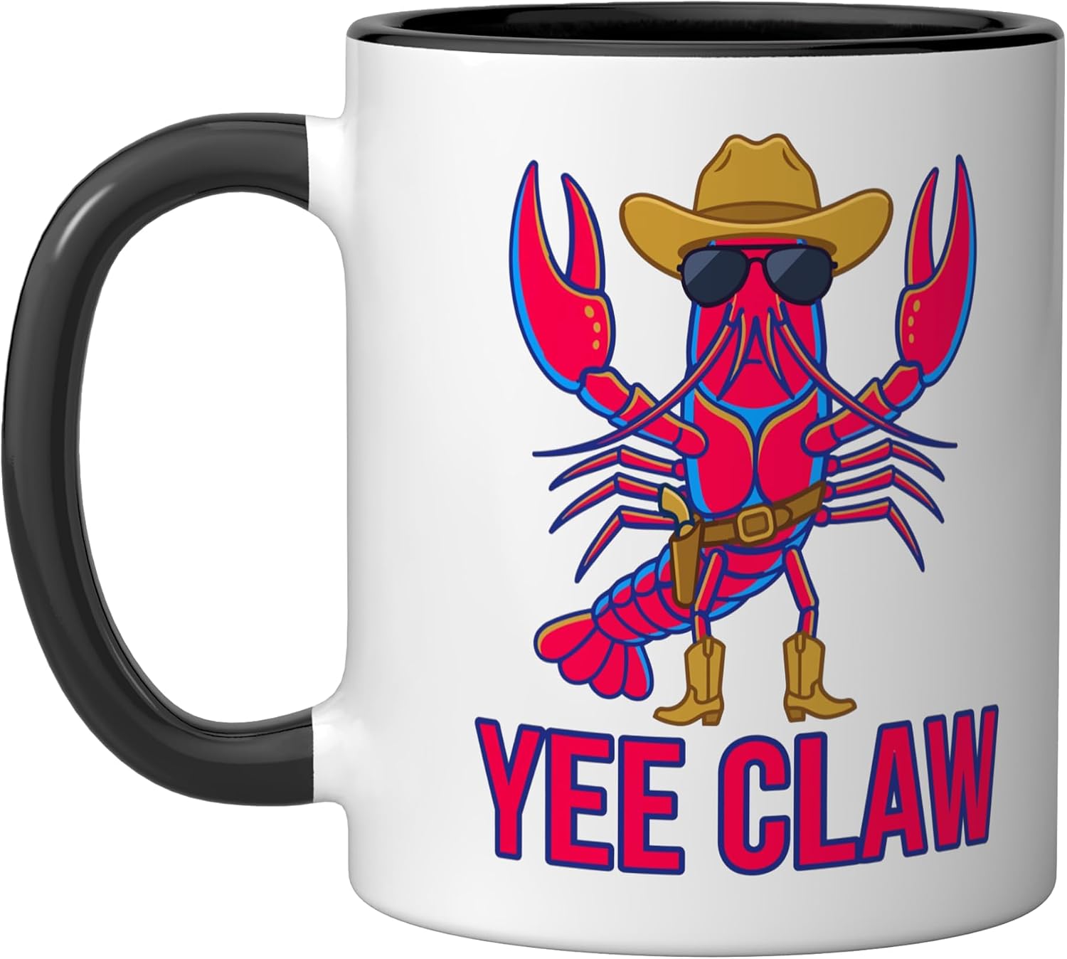 Yee Claw Crawfish Cowboy Funny Vintage Seafood Boil Party Ceramic Mug, White, 15oz image 4