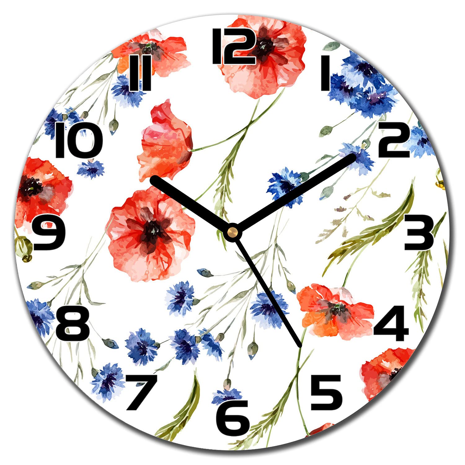 Horloge en verre 30 cm Coquelicots Vintage Coloray pour mur de cuisine