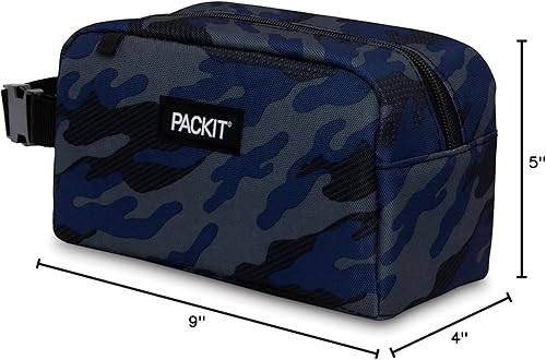 Miniatura 9 de PackIt Caja de aperitivos congelable, camuflaje azul marino carbón deportivo, construida con tecnología ECOFREEZE, plegable, reutilizable, cierre de