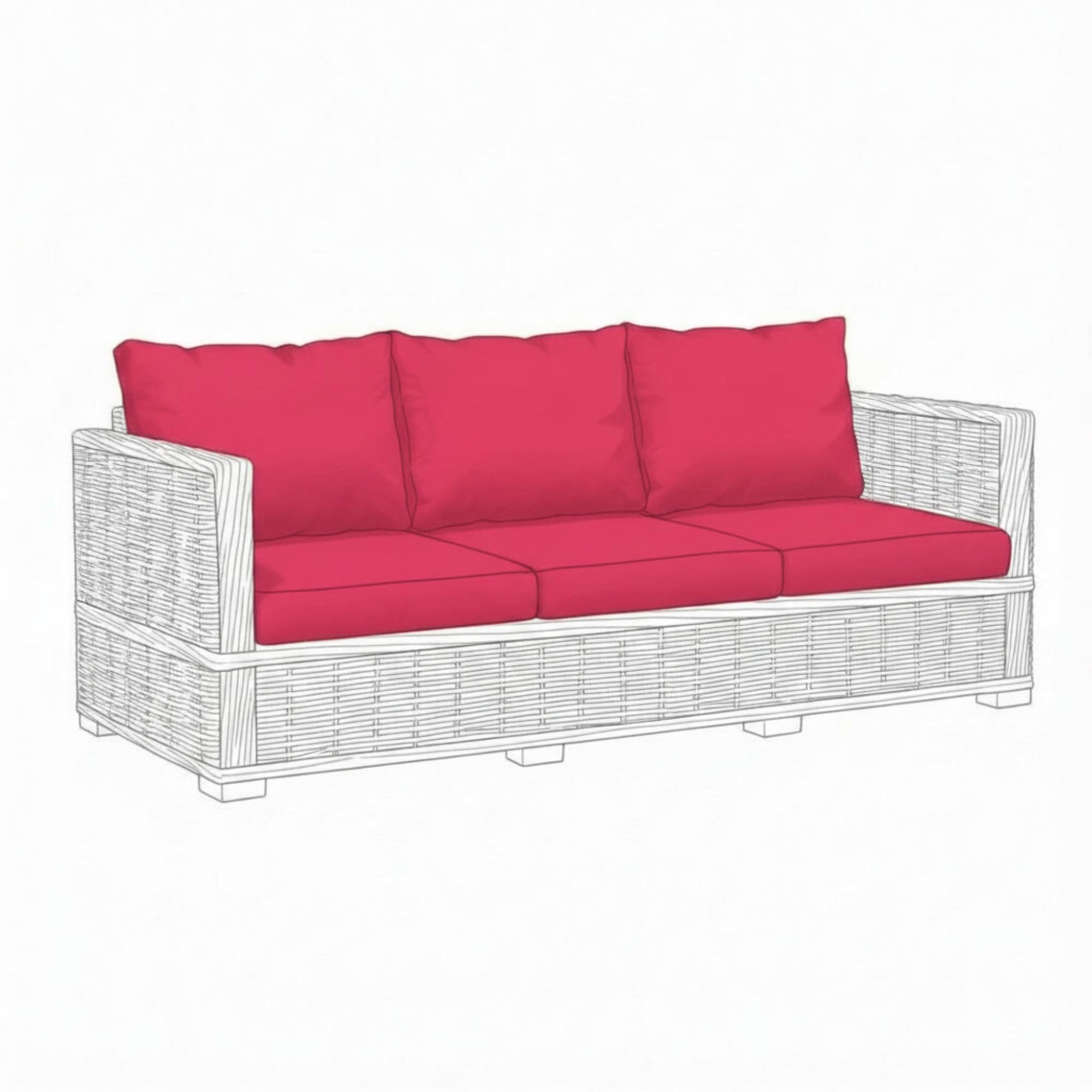 Kosiproducts Replacement Rattan Cushion Seat Cushions Garden Patio Furniture [Pink, 3 Seats + 3 Cushions] - Furntiure Not Included