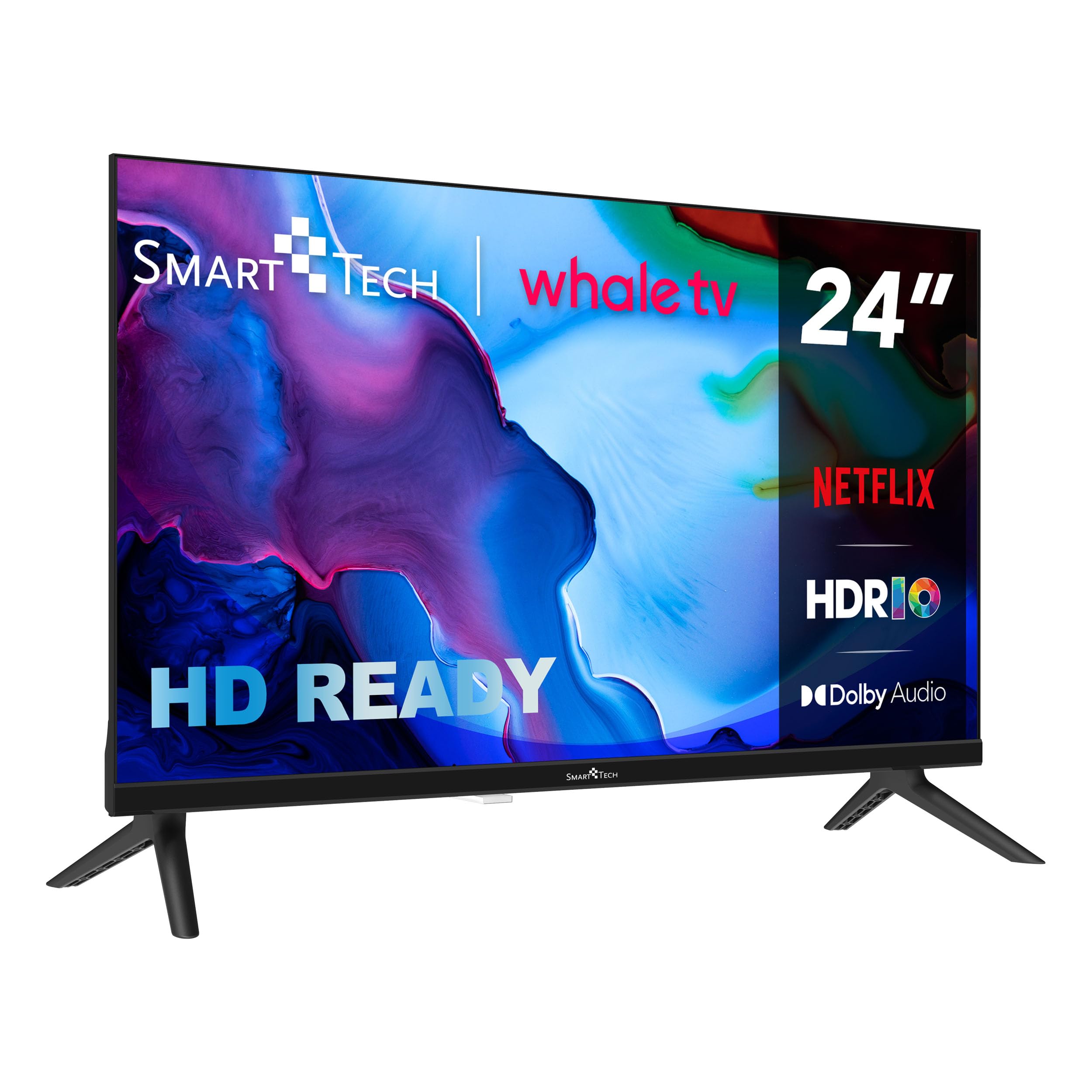 Smart Tech Smart TV 24 pulgadas Smart TV - HDR TV con resolución HD, Bluetooth y triple sintonizador, Whale TV 24HH01V (2026)