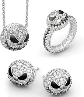 3 Pcs Halloween Skull Necklace Ring Earrings Cute Cool Skull Jewelry Gothic Set Punk Style Harajuku Accessories is Holiday Gift for Your Friends