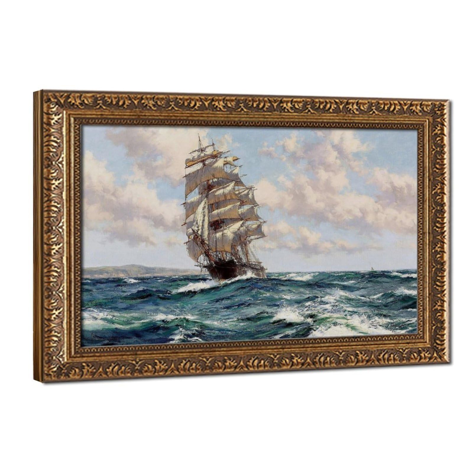 WCYB Stretched Canvas Land Ho The Clipper Ship North America by Montague Dawson Sailing Ships Posters Prints Canvas Deco Paintings Wall Art Hangable Frame
