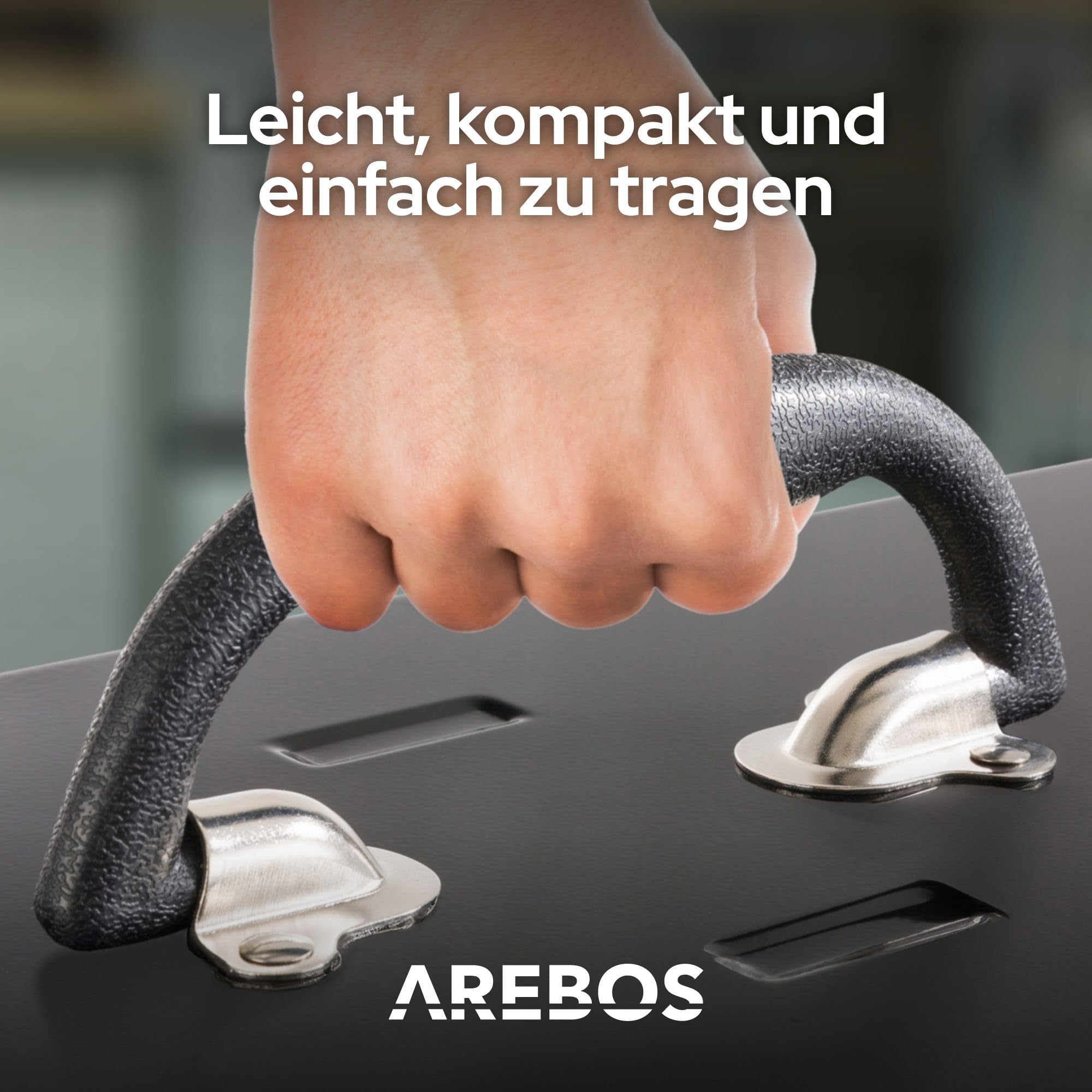 Arebos Werkzeugkoffer mit 3 Schubladen & 2 Ablagefächern 52 x 22 x 30,5 cm | Werkzeugkasten abschließbar | Werkzeugbox inkl. Tragegriff & Schnappverschlüssen | Antirutschmatten | Schwarz