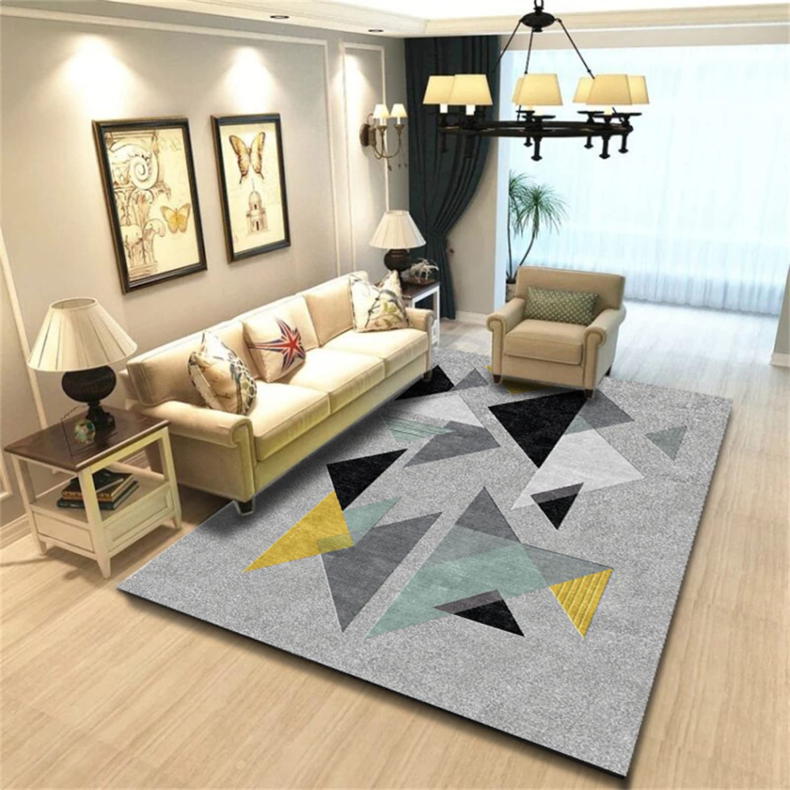 Tapis gamer gris anti-bruit pour sol de chambre d'enfant et salon 130x190