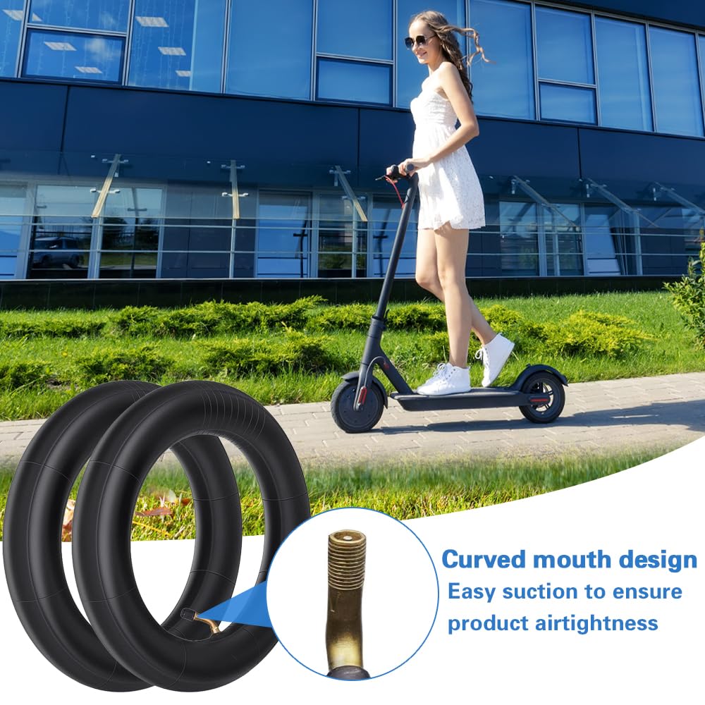 Camera d'aria 10 pollici, 2 pezzi 10 x 2/2.125 pneumatici interni per scooter elettrico con valvola a 45° et 2 leve Pneumatici ad aria rinforzati per pneumatici di carriole
