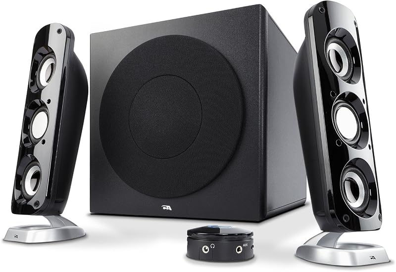 Cyber Acoustics CA-3908 2.1 Multimedia Speaker System with 92W Subwoofer | Powerful 2.1 PC Speaker System with Subwoofer, 92W Power, Desktop Control Pod, Adjustable Bass, for Music, Movies, and Gaming