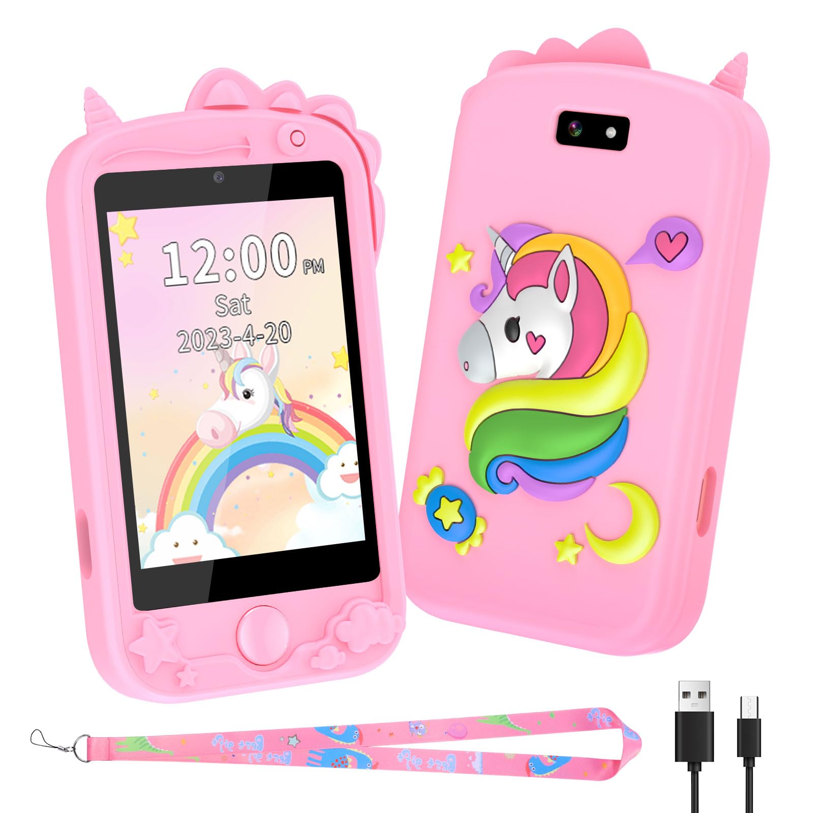 Cellulare Giocattolo Per Bambini 3-12 Anni – Touch 3,97″, 200+ Giochi Educativi, Doppia Fotocamera, Controllo Genitori, Regalo Natale