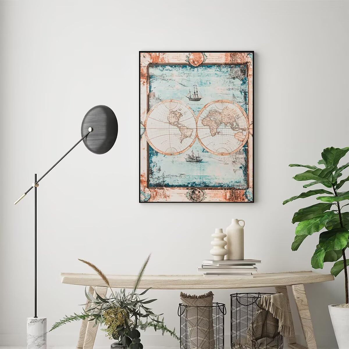 Dipingi con i Numeri Adulti Mappa, Paint by Numbers Paesaggio, Kit di Pittura Acrilica Hobby Creativi Adulti Fai-da-Te con Vernici e Pennelli per Decora la Casa, Regalo 80x110cm Senza Cornice 80-9