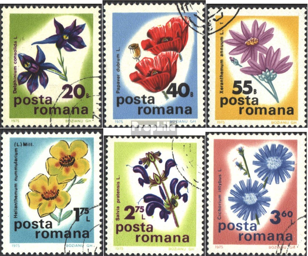 Rumunia 3285-3290 (pe?ne.Kwestia.) 1975 Polne kwiaty (Znaczki dla kolekcjonerów) rosliny/grzyby