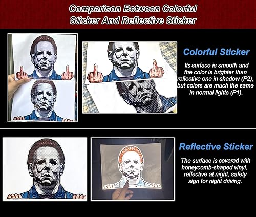 Miniatura 6 de Adhesivo reflectante de Halloween con el dedo medio para automóviles, personajes de películas de terror 3D, vinilo para mirar al auto, para ventana,