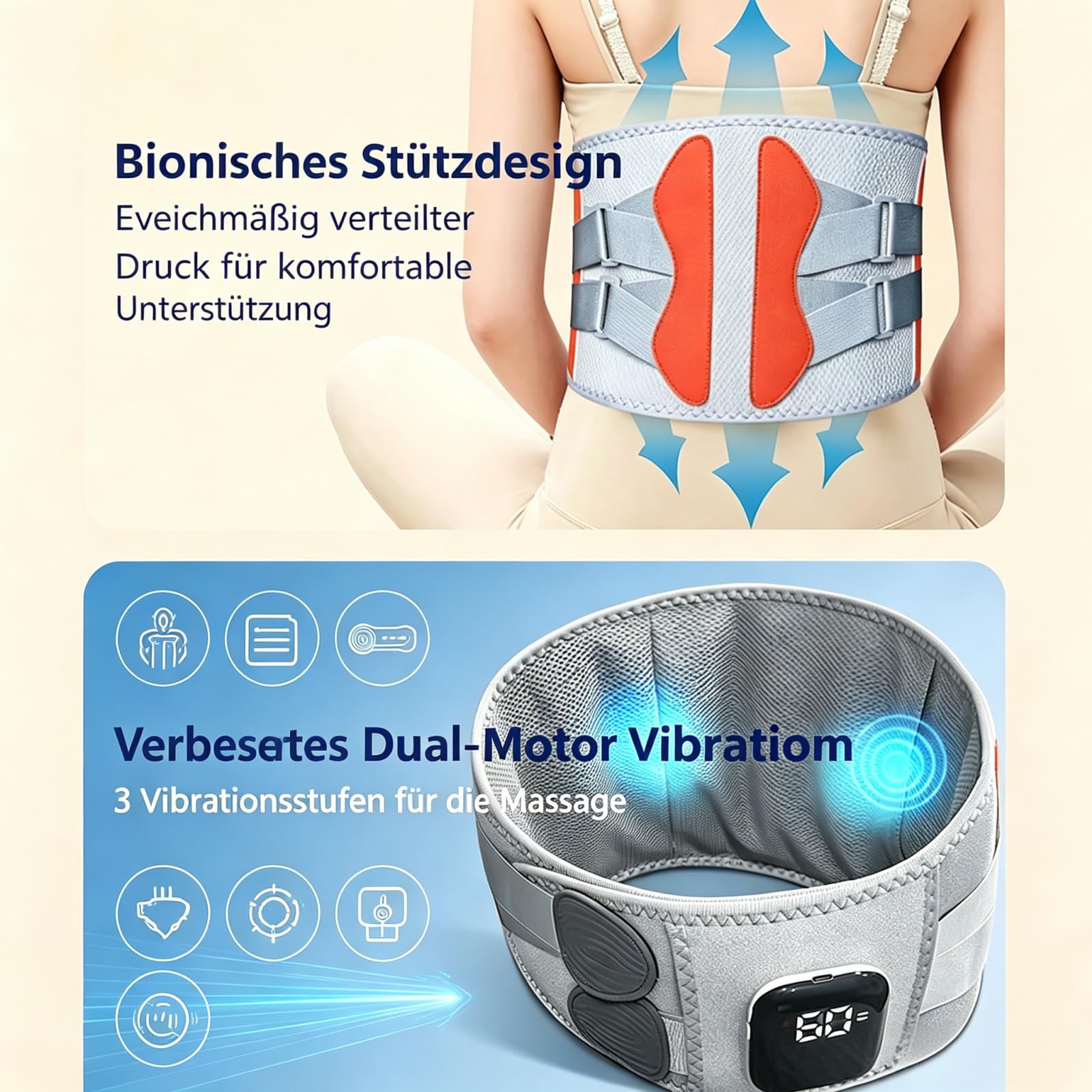 Orthofit - Cintura per la schiena, sistema di terapia a impulsi Orthofit, sistema di terapia a impulsi, set di vibrazione termica, dispositivo rimovibile, cuscino termico wireless (nero)