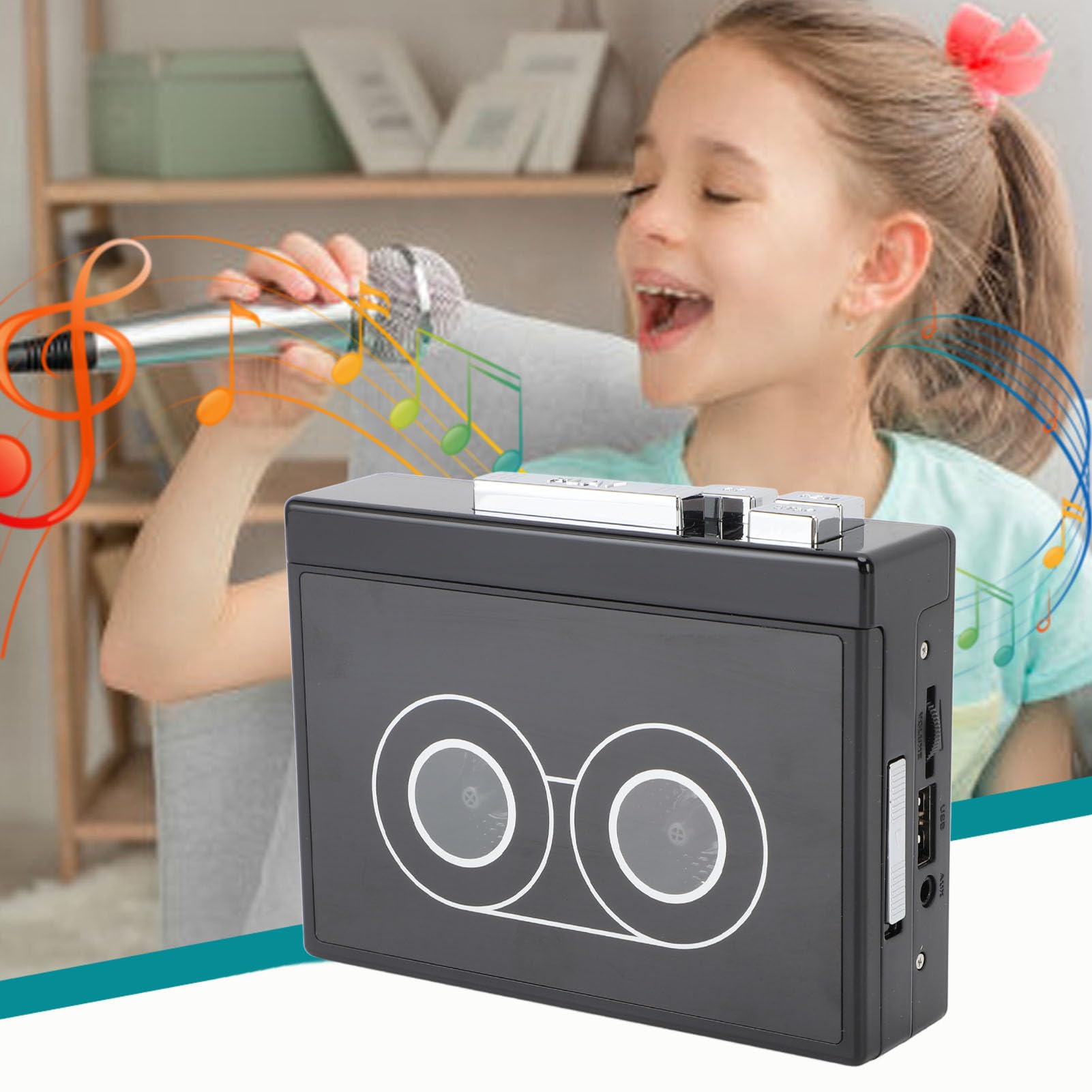 Generic Lettore di Cassette Vintage Portatile per Appassionati di Musica con Radio FM, Design retrò per gli Amanti della Melodia Nostalgica (A)
