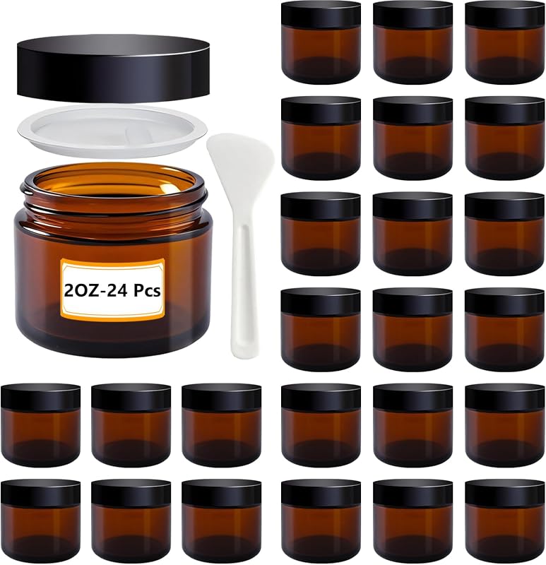 Generic Frascos de vidro âmbar com tampas e revestimentos internos, Pacote com 24