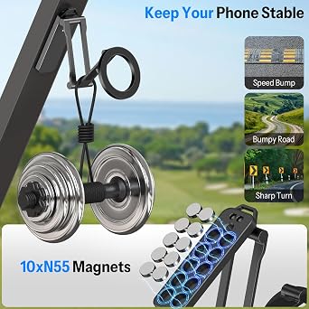 OMOTON Magnetic Golf Cart Phone Holder, 1/4 Screw, 5.6in Extendable Arm