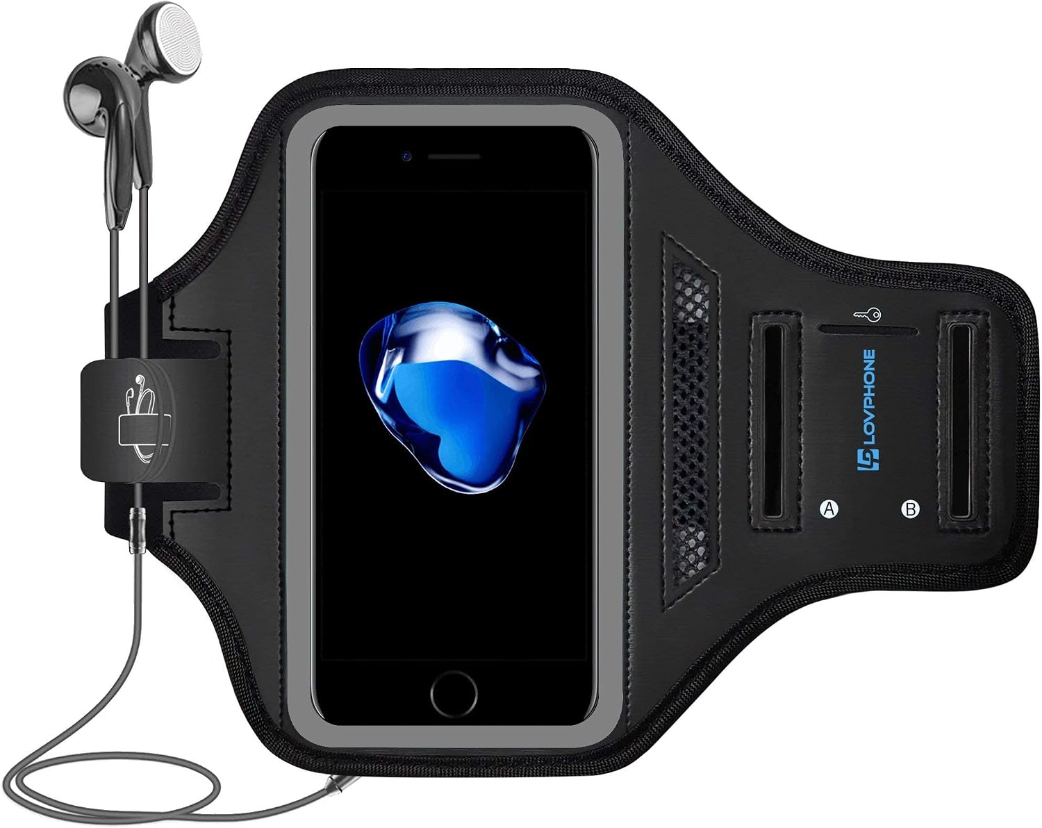 iPhone 7 Armband/iPhone 8 Armband, LOVPHONE Sport Running Exercise Gym Sport Armband Case for iPhone 8/iPhone 7/iPhone 6/6s with Key Holder & Card Slot (Gray)