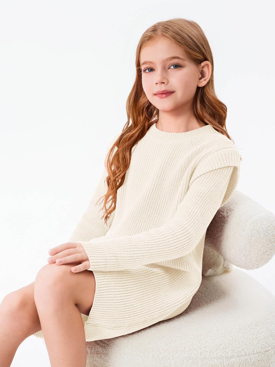 Haloumoning Girls Long Sleeve Sweater Dress Kids Casual Crewneck Knitted Pullover Jumpers 5-14 Years - Image 6