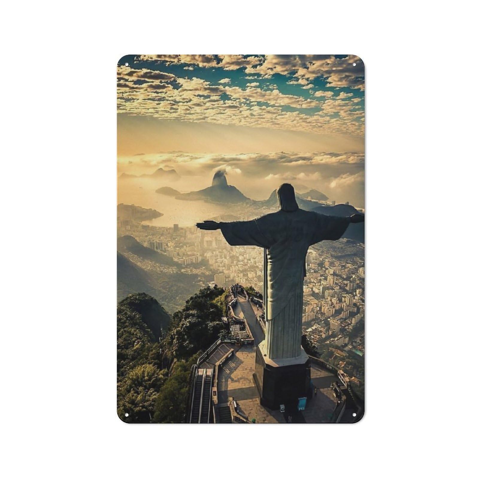 Junmoney Rio De Janeiro Brazil Vintage Metal Sign 30X20cm For Guest Room Or Hallway, Suited To Guest Room Decorators