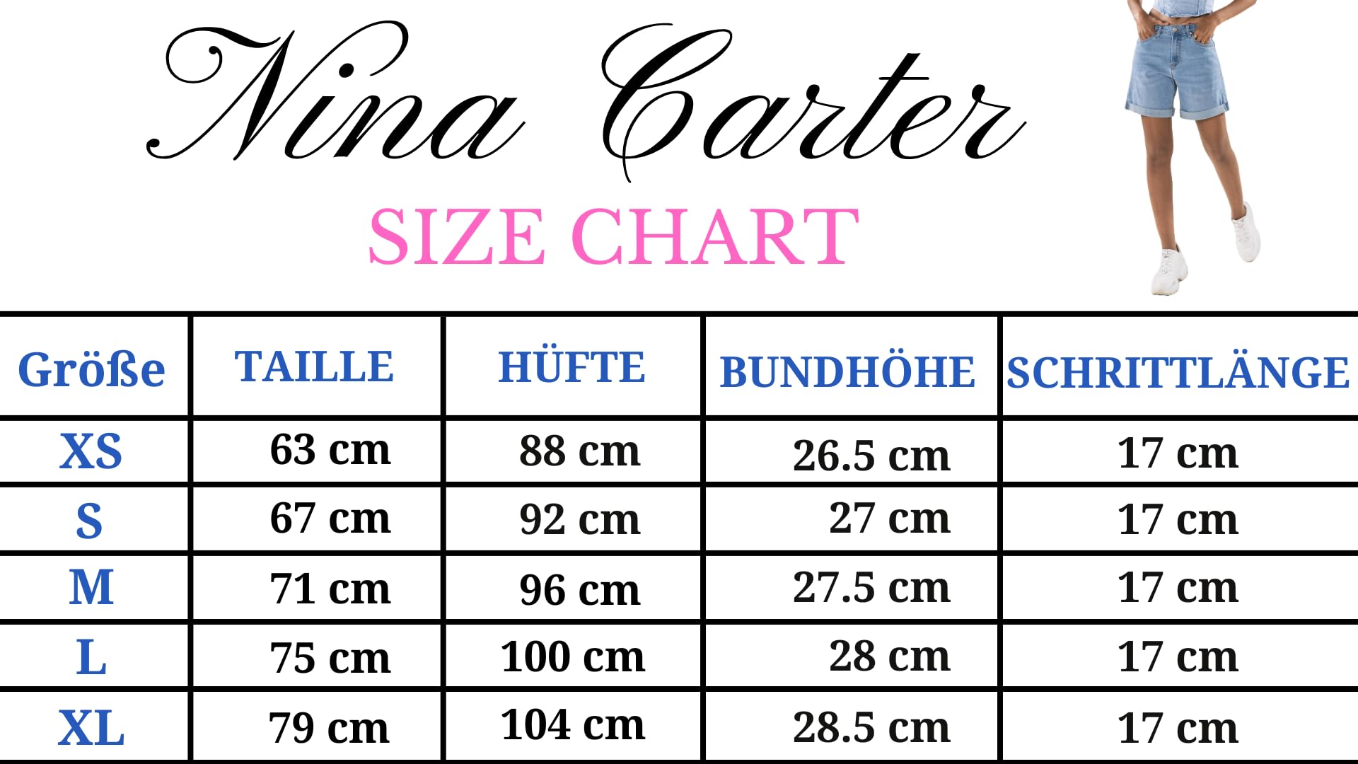 Nina Carter P208 Pantalones vaqueros cortos de cintura alta para mujer, aspecto desgastado, medio muslo, pantalones cortos de verano