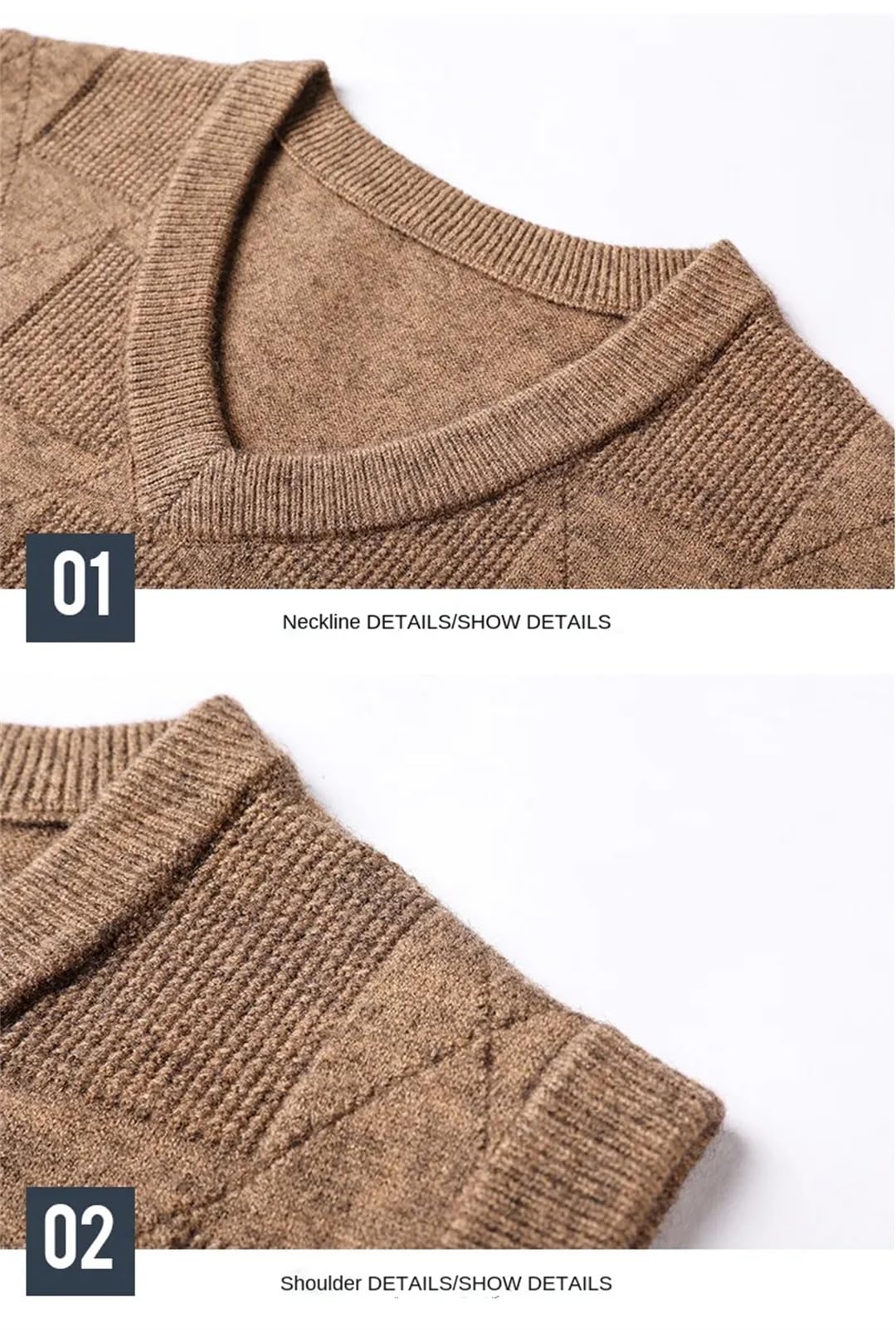 Rfmfkkg Suéter de punto sin mangas para hombre, chaleco de punto con cuello en V para negocios, casual