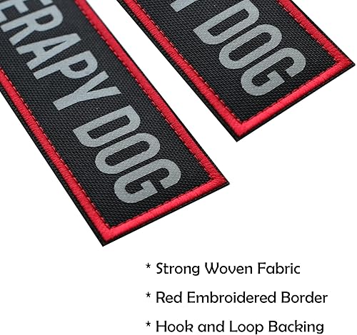 Miniatura 10 de Juego de 2 parches reflectantes con cierre de velcro, borde bordado con letras impresas para arnés de chaleco para perro (4.7 x 1.5 pulgadas)