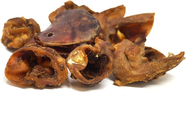 Dragonfly Products Inner Pigs Ear Bites and Pieces for Dogs | 250g Approx 8-12 Pieces | Natural, Healthy Grain Free Pork Chew Snacks | Small Hypoallergenic Pure Meat Crunchy Treats