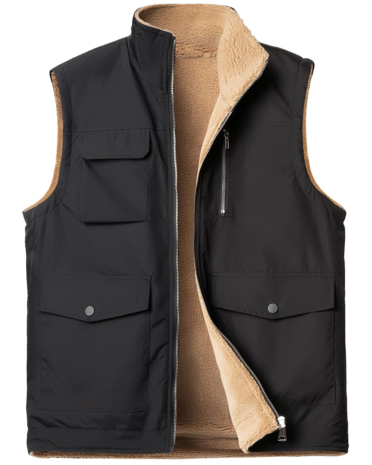Chaleco de Invierno para Hombre Forro Polar Cálido Chaqueta sin Mangas Otoño Bodywarmers Abrigo Exteriores Chaleco