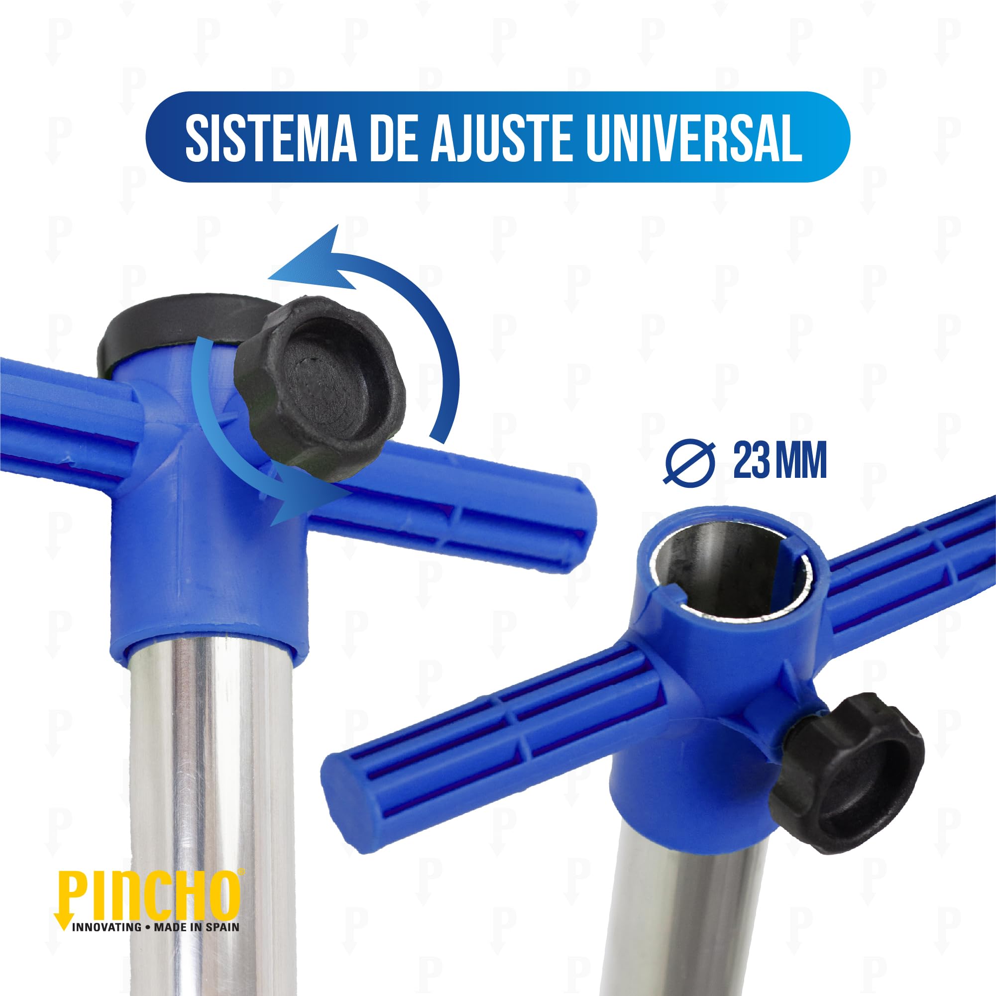 Pincho Supporto per ombrellone da spiaggia – Base parasole in alluminio resistente – Fissaggio sicuro per tubi da Ø25 mm – Supporto regolabile antivento – Made in Spagna