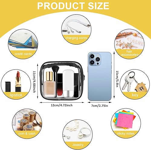 Miniatura 7 de DIVINA VITAE Paquete de 2 pequeñas bolsas de maquillaje transparentes con cremallera, bolsa de aseo aprobada por la TSA, bolsa de cosméticos de
