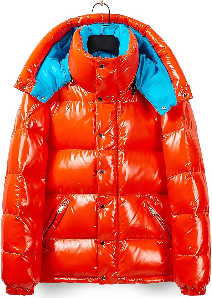 mens puffer jacket orange