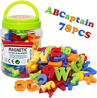 ABCaptain Magnetic Letters Numbers Alphabet ABC 123 Fridge Magnets Preschool Educational Learning Plastic Toy Set Uppercase Lowercase Math Symbols for Toddlers Kids (78 PCS)
