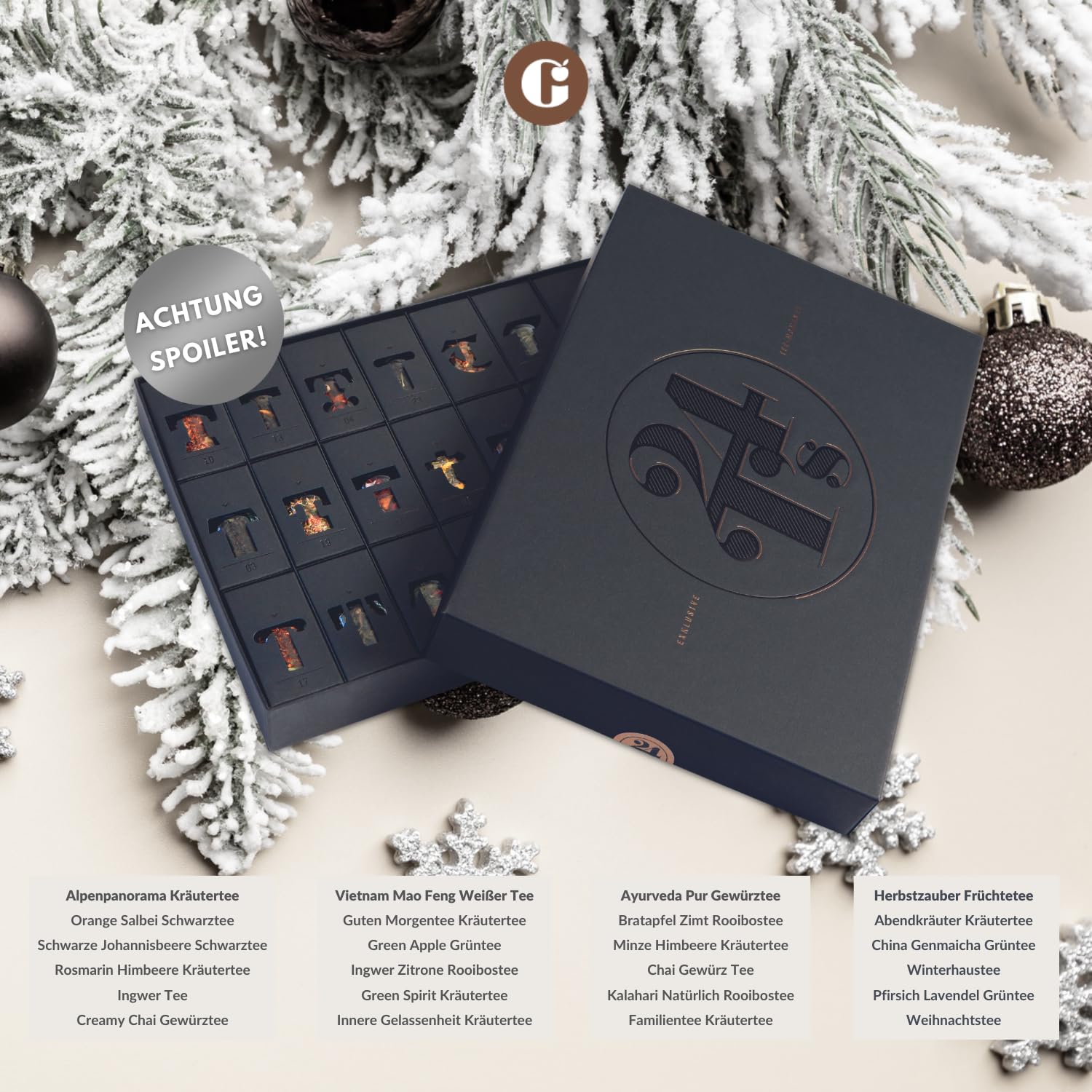 MEIN GENUSS Tee-Adventskalender 2026 I 24 edle Teesorten für 100 Tee-Tassen I Weihnachts-Teekalender I Geschenk für Genießer & Teeliebhaber