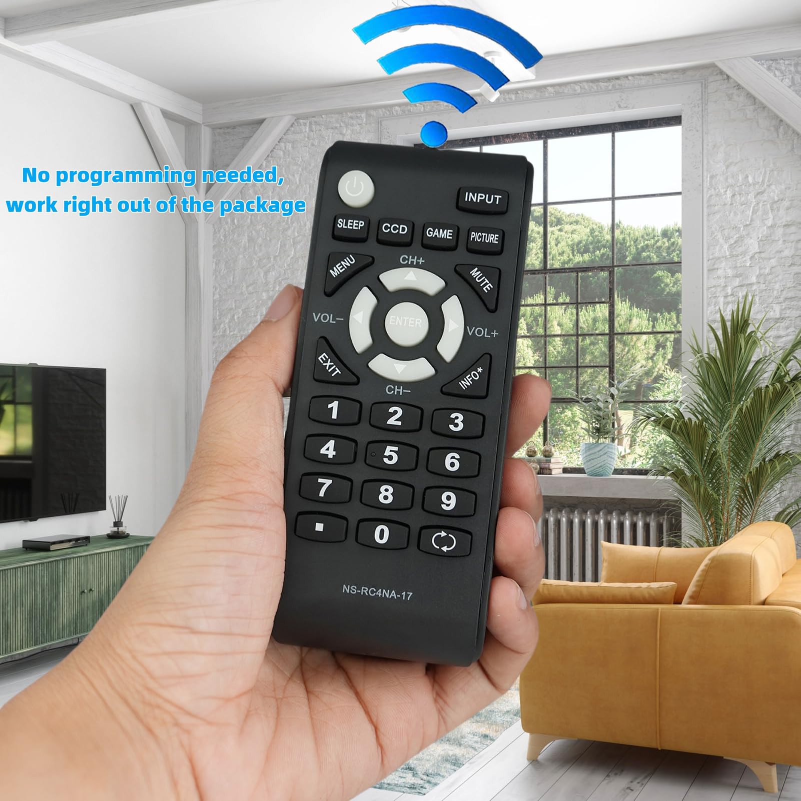 Replacement Remote Control For Insignia TV Models NS-RC4NA-17 Compatible TVs