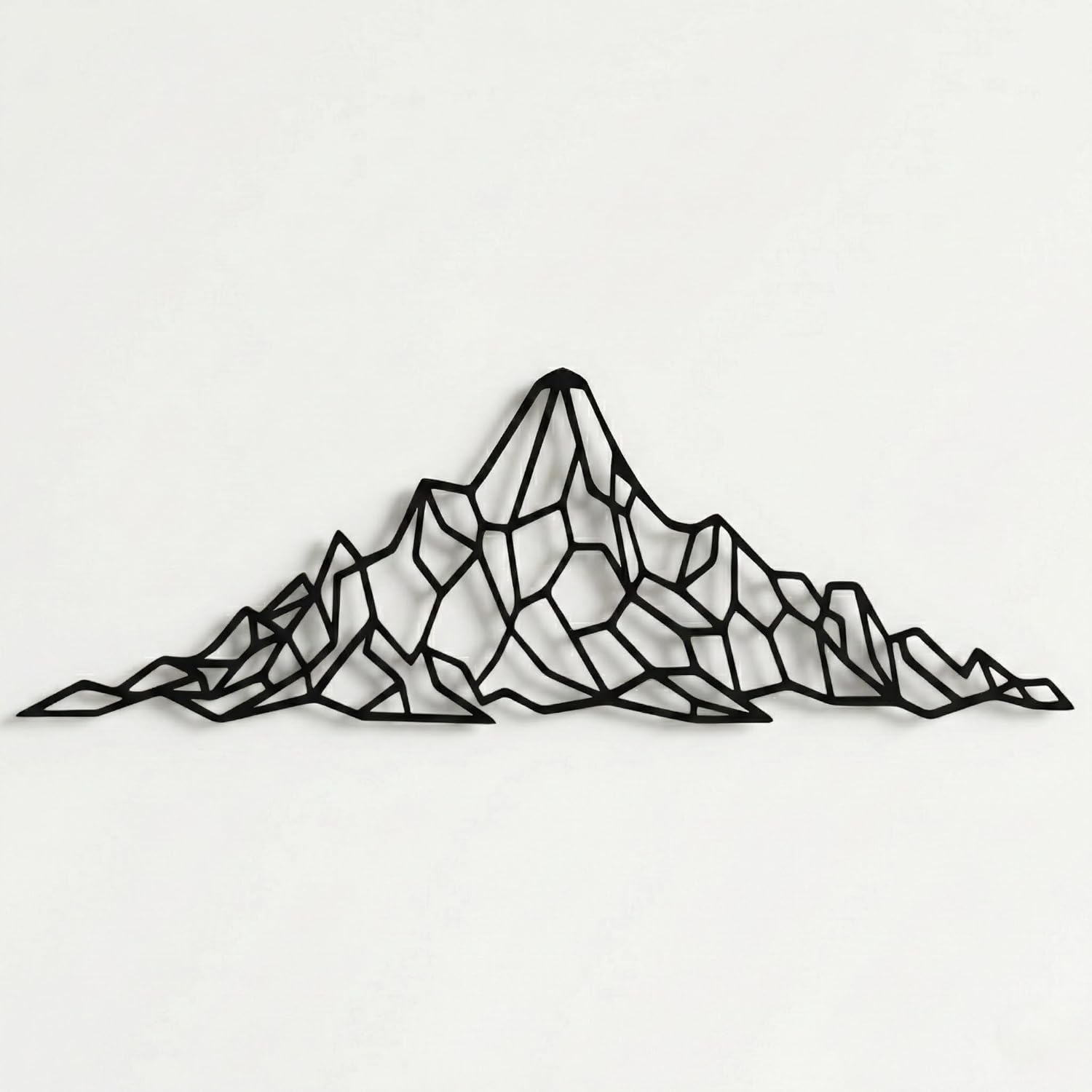 DEKADRON Mountain Wall Art - Geometric Mountain Range - 3D Wall Silhouette Metal Wall Decor Office Decoration Bedroom Living Room Decor Sculpture (Black, 24" W x 8" H / 61x20cm)