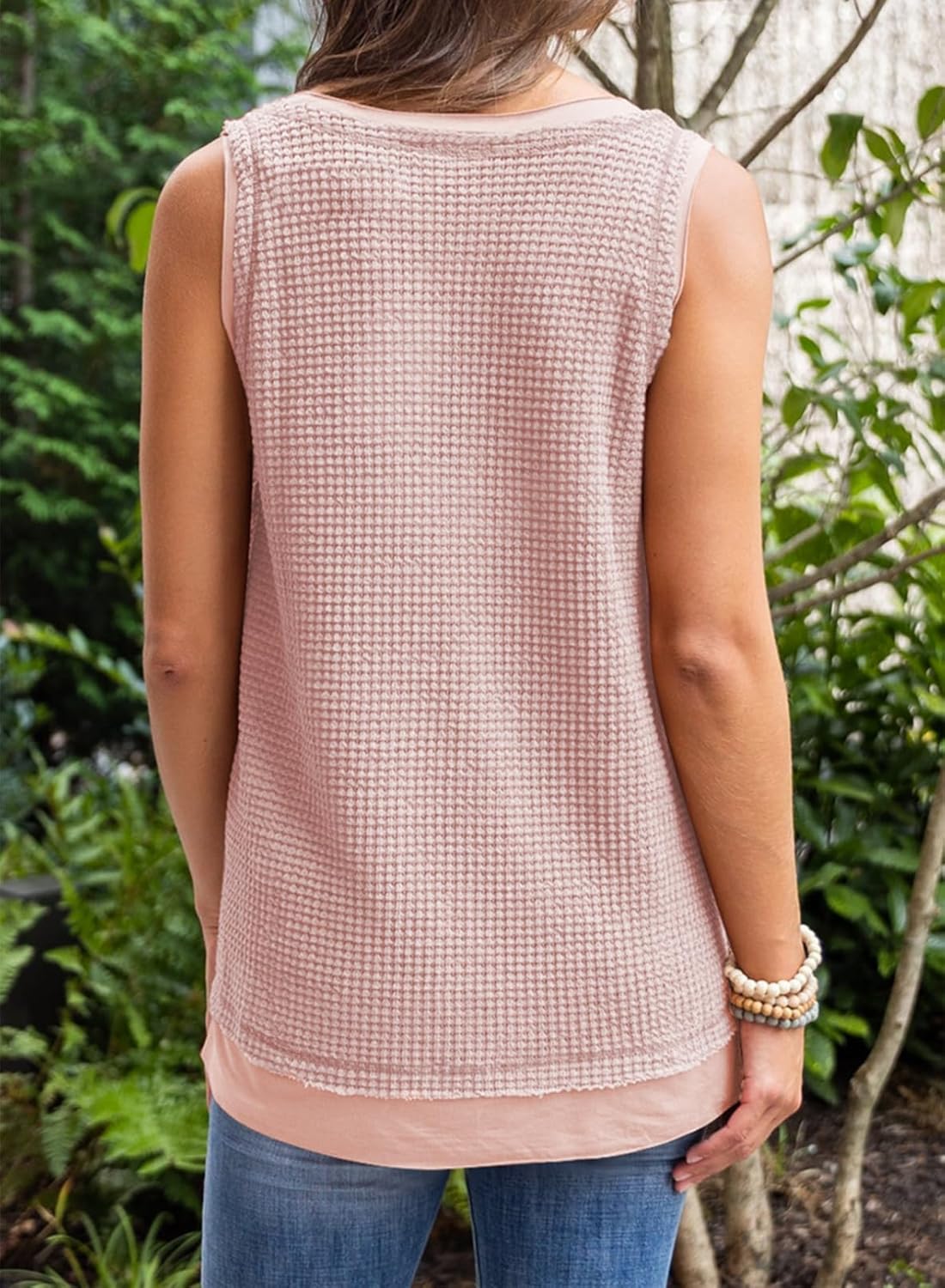 BLENCOT Women's Tops Waffle Knit Summer Tank Tops Casual Scoop Neck Sleeveless Loose Tunic Shirts - Image 3