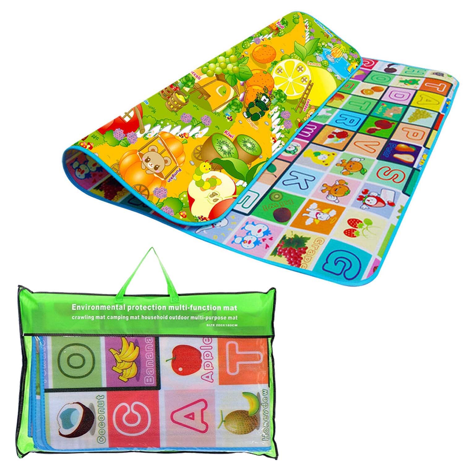 Crystals Kids Play Mat Foldable - Baby Play Mats for Floor Play - Double Sided Soft Foam Playmate with Carry Bag - Non Slip Crawling Matt for Toddler Newborn Babies, Large 200 x 180 cm